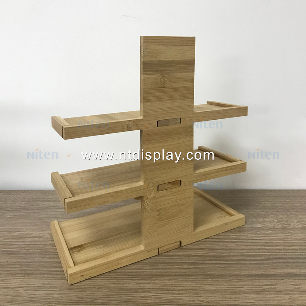 Bamboo wood display stand counter top small wooden display racks for sale nail polish stands