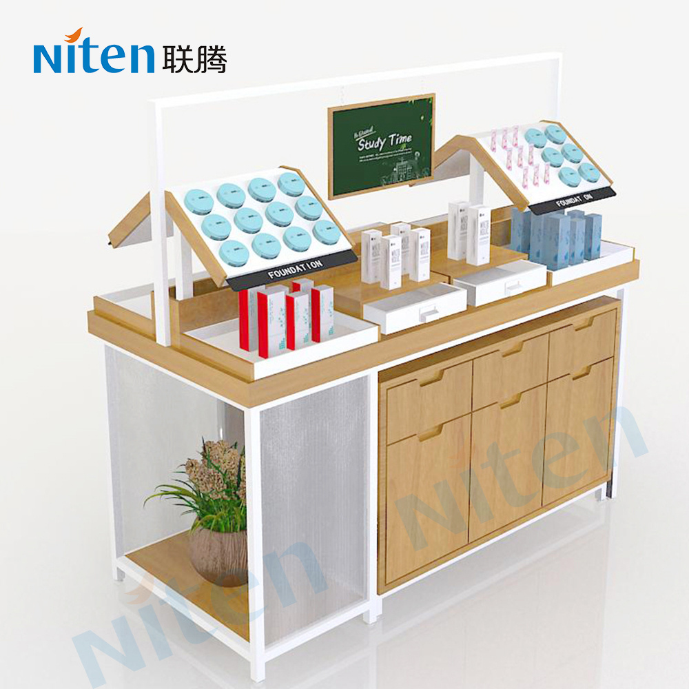 Small counter display stands cosmetic shop counter design shelves used to market