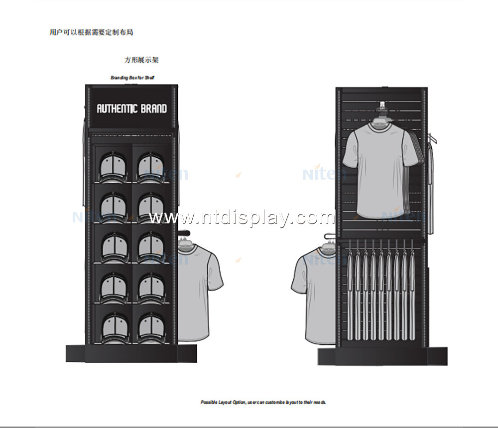 Retail clothes shop equipment pos cardboard folding floor portable hat stand display rack Show Room display shirts