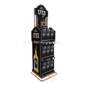 Custom logo Point Of Sale wooden Metal Product Shop POP Store Retail shelves Wine drink energy drink liquor liquid Display Racks