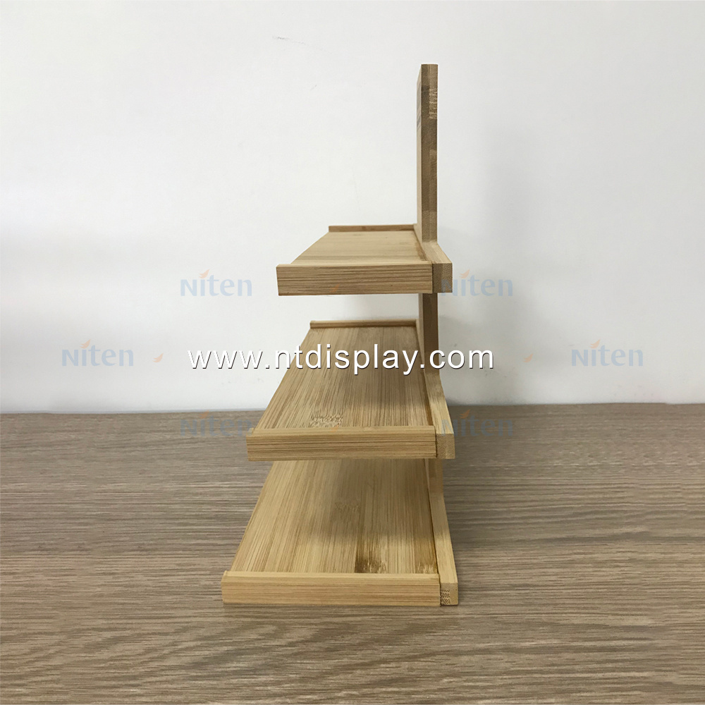 Bamboo wood display stand counter top small wooden display racks for sale nail polish stands