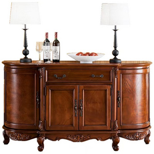 French retro light luxury carved living room dining room side wine cabinet solid wood dining room