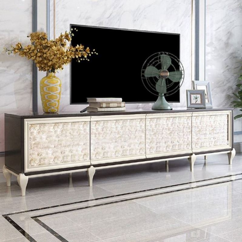 Custom furniture simple modern light luxury living room fashion high-end solid wood shell TV stand