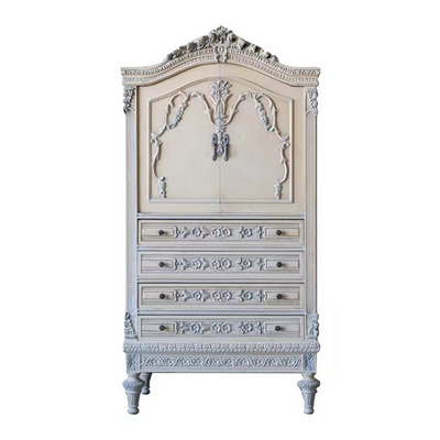 French retro do old palace style bedroom carved double door with drawer solid wood wardrobe