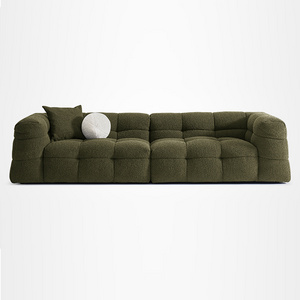 Modern simple velvet fabric sofa ins style dark green marshmallow three sofa living room in line sofa combination customization