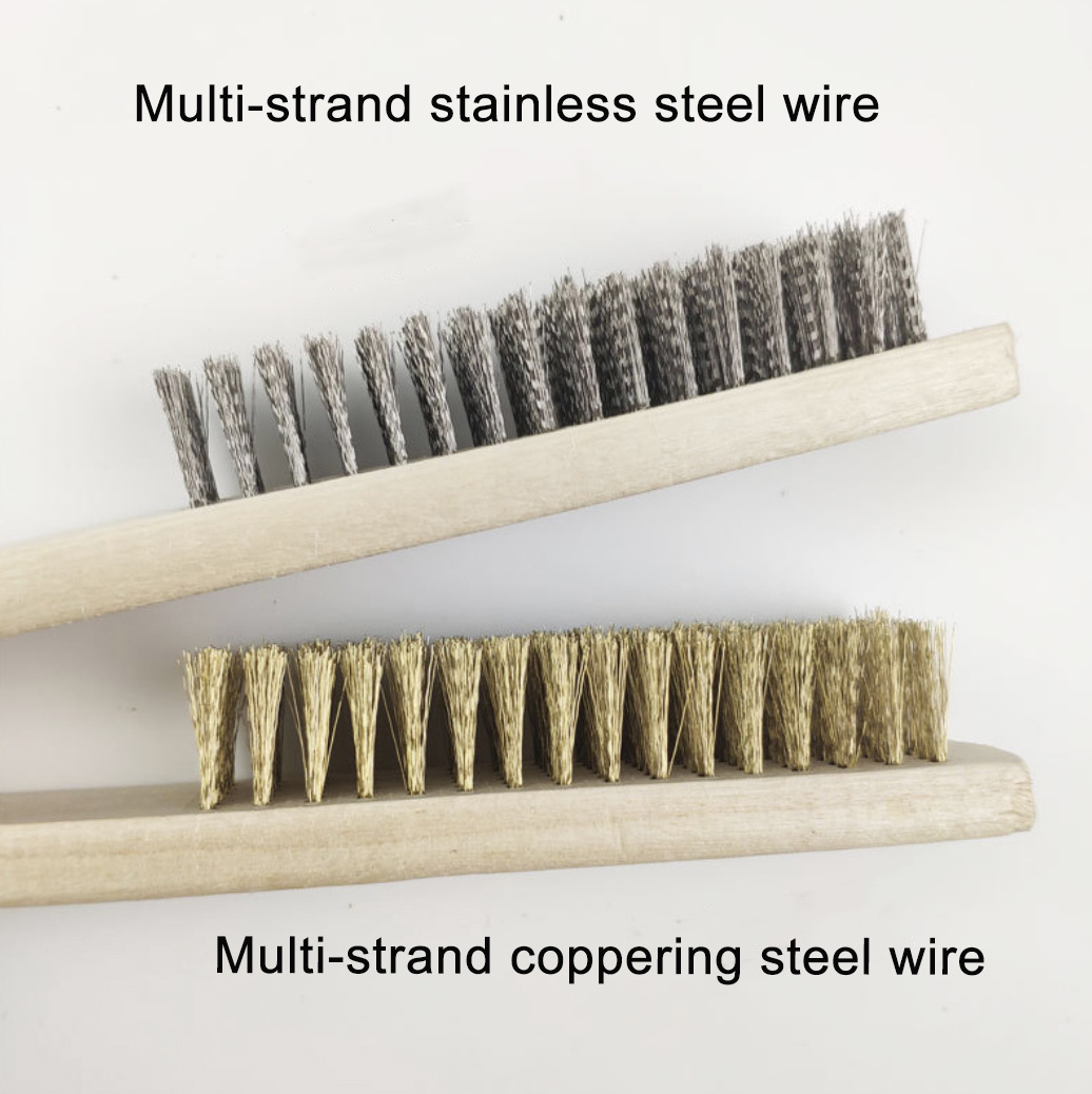 OEM 4 by 16 Rows of strong Steel bristles small wire brush wood handle scratching brush