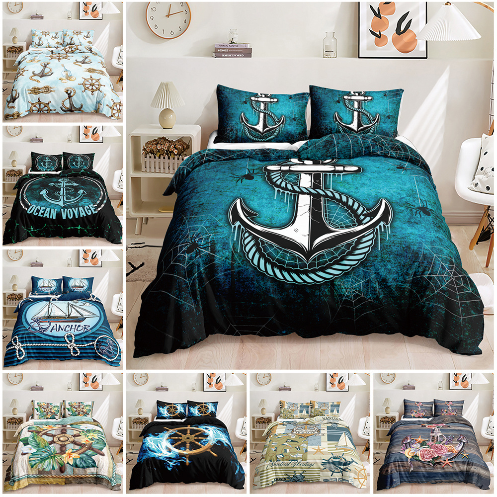 3d bedding set anchor rudder ship wholesale polyester customizable duvet cover