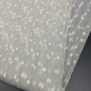 High quality 100% polyester stripe mesh tulle lace fabric for fashion garment