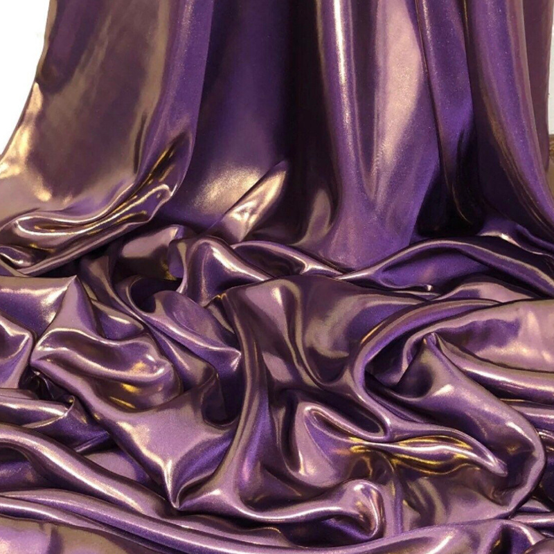 Bulk solid color luxury wedding evening women dressmaking custom shiny liquid satin silk 100% polyester fabric for garment