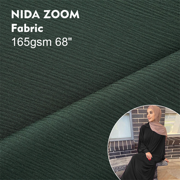 High quality soft zoom crepe material 100% polyester chiffon korean jersey muslim women abaya hijab nida dubai fabric for dress