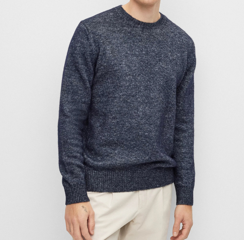 2024 Chinese Factory Knit Crewneck Pullover Men's Classic Merino Wool Jacquard RELAXED-FIT SWEATER WITH RIBBED CUFFS