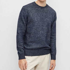 2024 Chinese Factory Knit Crewneck Pullover Men's Classic Merino Wool Jacquard RELAXED-FIT SWEATER WITH RIBBED CUFFS