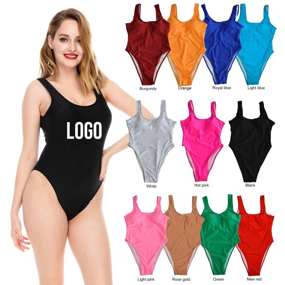 Logo Custom High Quality Nylon Spandex Women One Piece Swimsuit