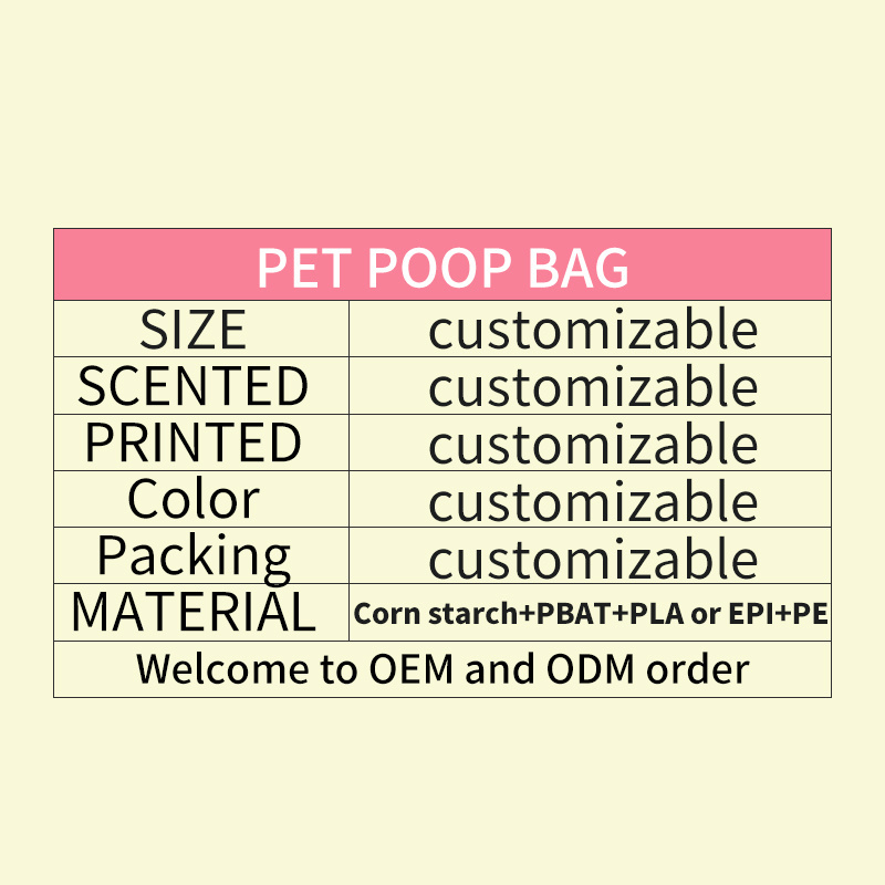 Custom print pet waste bag biodegradable dog poop bag with dispenser