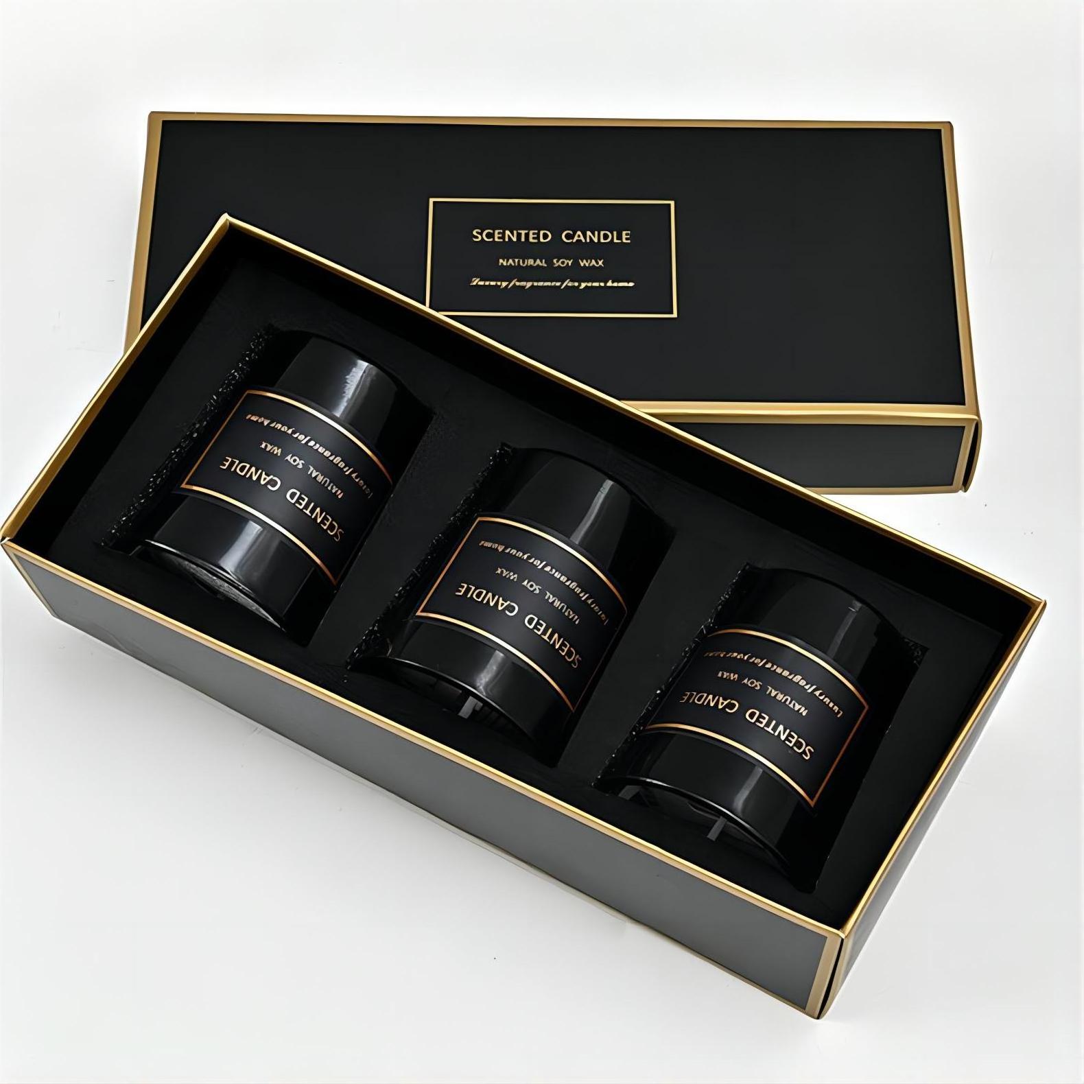 in stockwholesale candles brown black white 55g mini Glass Jar 3pcs set luxury scented candle set Scented Candle bougie Gift Set