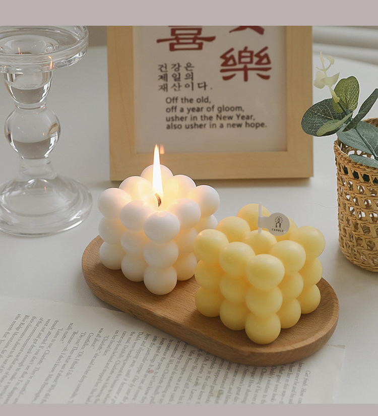 Hot Sale IN STOCK Gradient Color Christmas Scented Bubble Candle Mini Small Bubble Cube Candle With Box