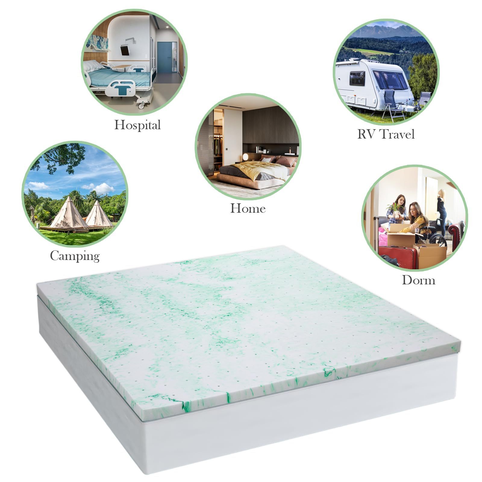 Green Tea King Size Gel Memory Foam Topper For Aloe Sleeping Green Coil Spring Hotel Mattress OEM Customized Fabric Packing