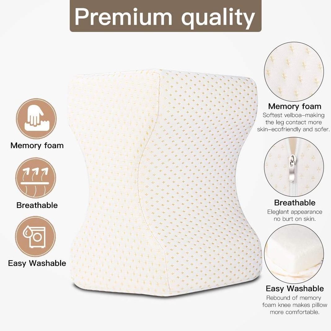 Knee Memory Foam Contour Leg Pillow For Relieve Lower Back Knee Hip and Joint Pain Sciatica for Side Sleepers with Washab