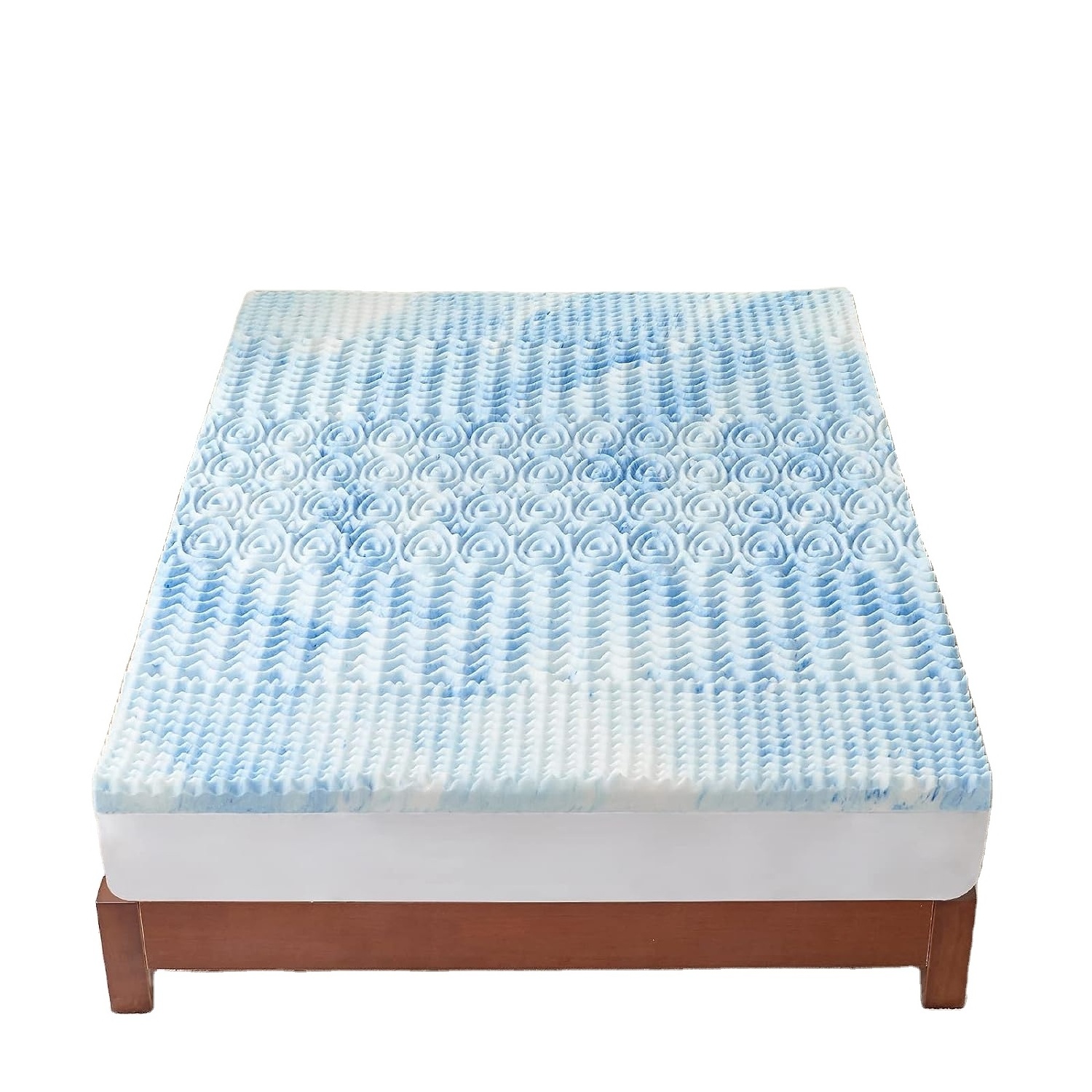 Queen Size Gel Mattress Topper Cooling Foam Air Flow Technology and Multi Comfort Zones Blue Body Contouring Memory Foam Topper