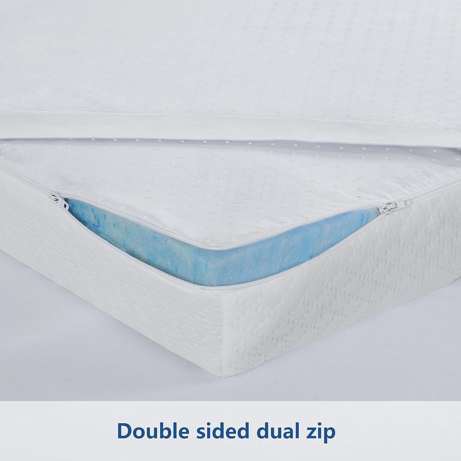 Queen Size Gel Mattress Topper Cooling Foam Air Flow Technology and Multi Comfort Zones Blue Body Contouring Memory Foam Topper