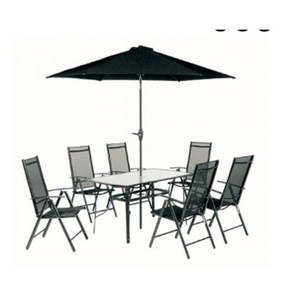 Picnic Beach Table 8pcs Set Hotel Pool Outdoor Furniture Chairs Table Umbrella