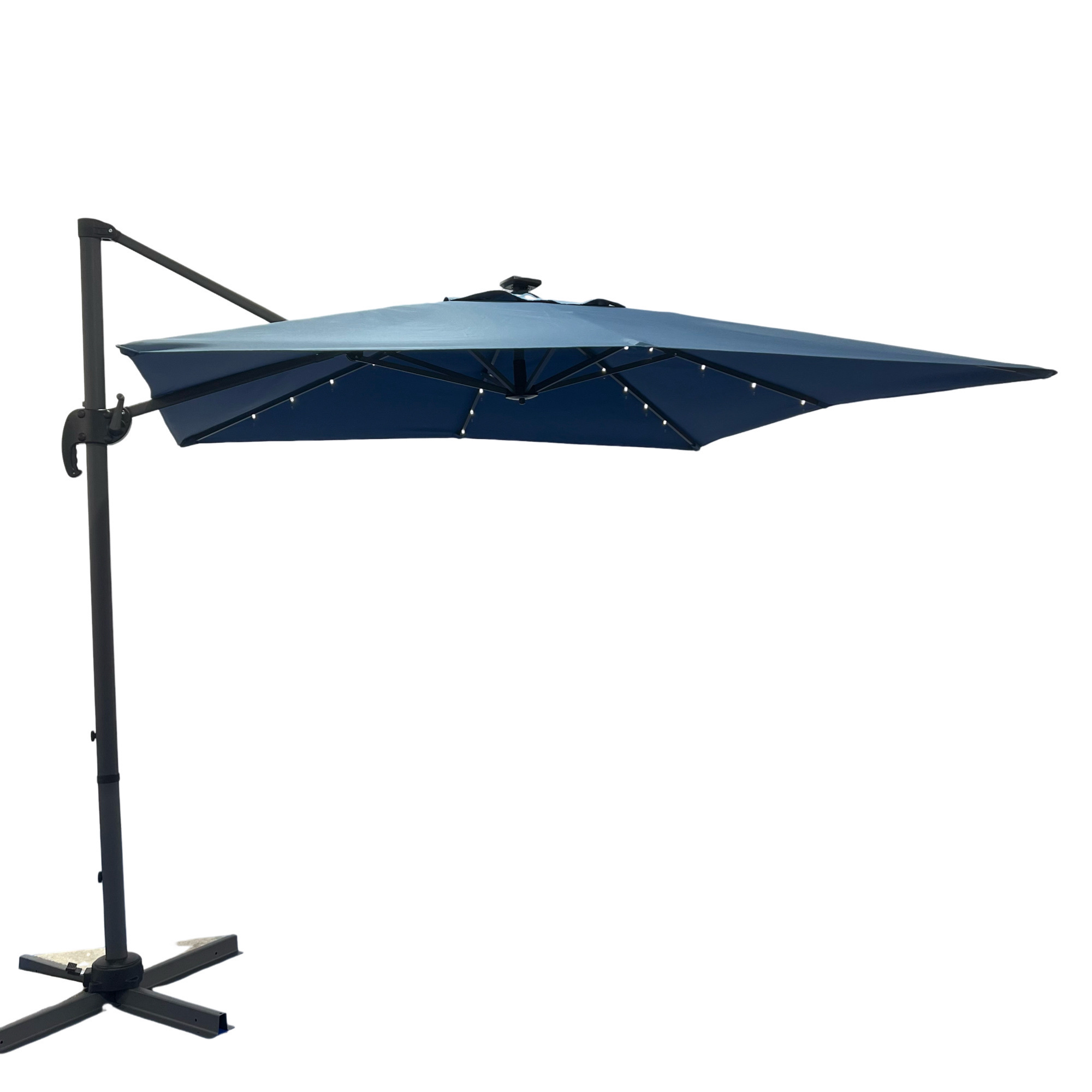 Wholesale 3*3m Umbrella Set Aluminum Led Light Garden Umbrella With Solar Panel Outside Beach Sun Parasol