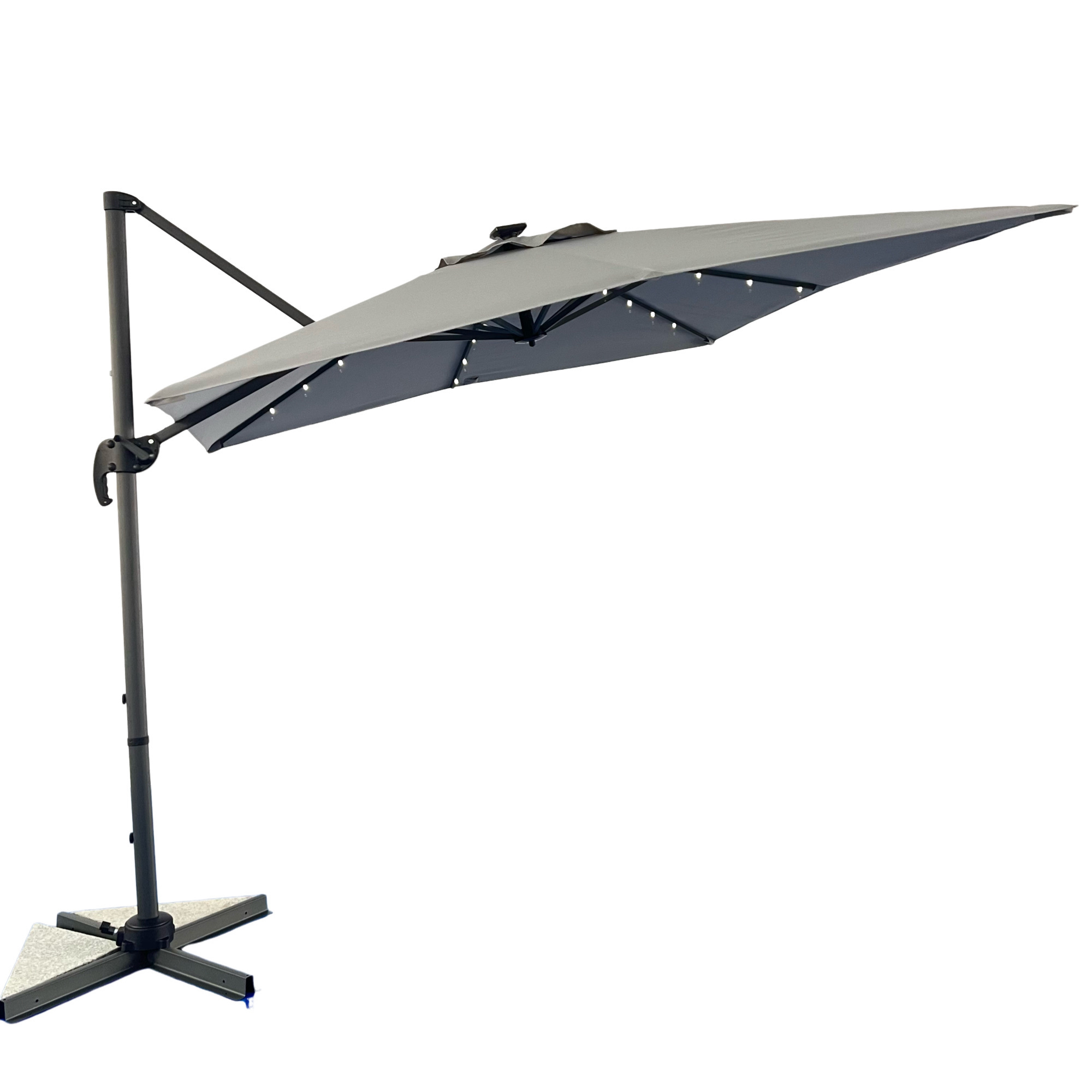 Wholesale 3*3m Umbrella Set Aluminum Led Light Garden Umbrella With Solar Panel Outside Beach Sun Parasol