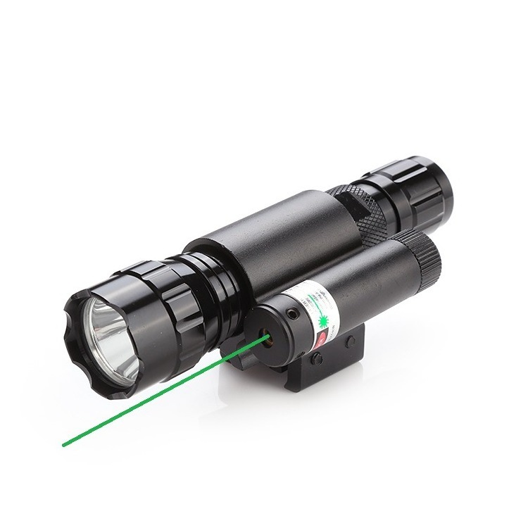 Manufacture Supply Strong Tactical Flash Light Green Laser Sight Combination Fit 20mm Portable Mount Flash Light Electric Combo