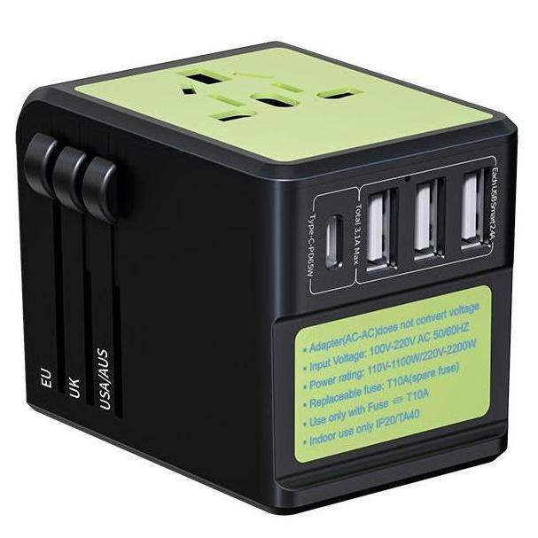 Novel design USB International Travel Adapter With mobile phone charger 3600MA 3USB 1Type-C Travel Charger Station