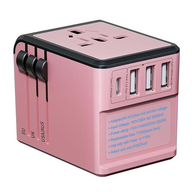 Novel design USB International Travel Adapter With mobile phone charger 3600MA 3USB 1Type-C Travel Charger Station