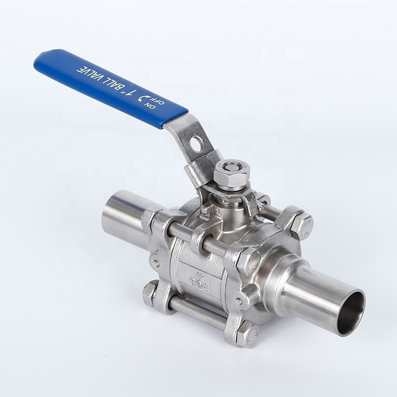 China factory Hygienic grade 304  Stainless Steel 3/4 Inch 3 pcs weld extended Clamp Half Manual Ball Valve