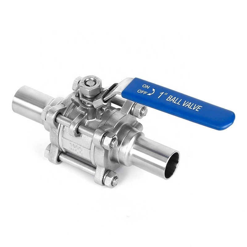 China factory Hygienic grade 304  Stainless Steel 3/4 Inch 3 pcs weld extended Clamp Half Manual Ball Valve