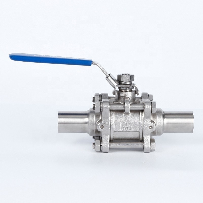 China factory Hygienic grade 304  Stainless Steel 3/4 Inch 3 pcs weld extended Clamp Half Manual Ball Valve