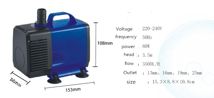 Engraving machine submersible pump spindle motor cooling water pump 3.5 meters 80W micro plastic water pump