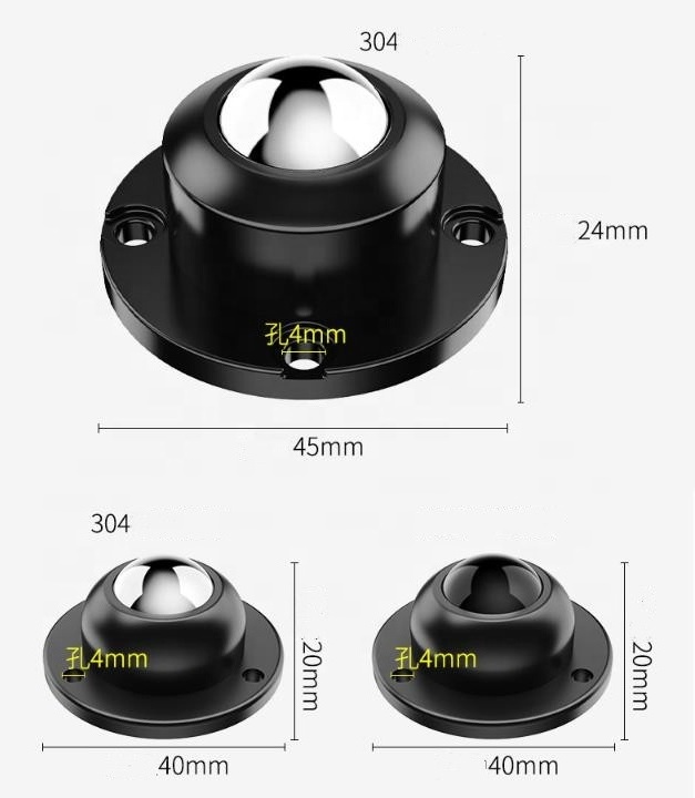 OEM support 150kg heavy load easy pastable 304 stainless steel 45mm OD ball universal wheel for furniture