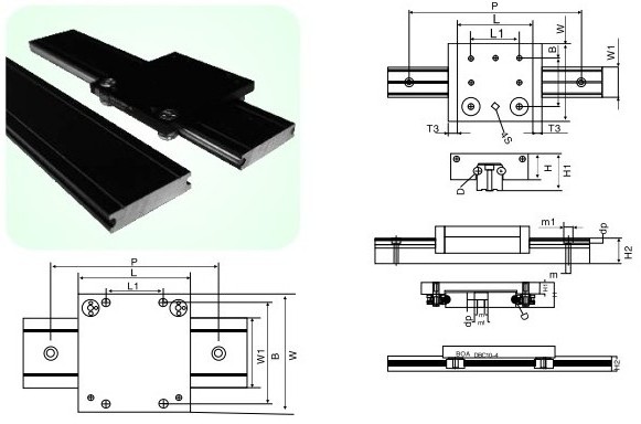 black oxidation drawer rail OSGR20 OSGB20-4UU  Linear Guide Rail for Interior Furniture rail Palletizing machine