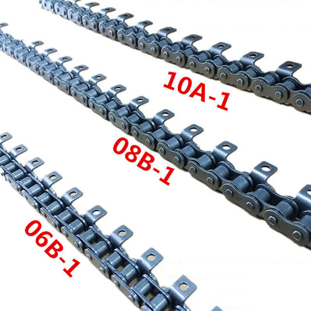 12.7mm Pitch 120 Connecting Links 08B-1 Single Row Industrial Plate Roller Chain with A1 Attachments