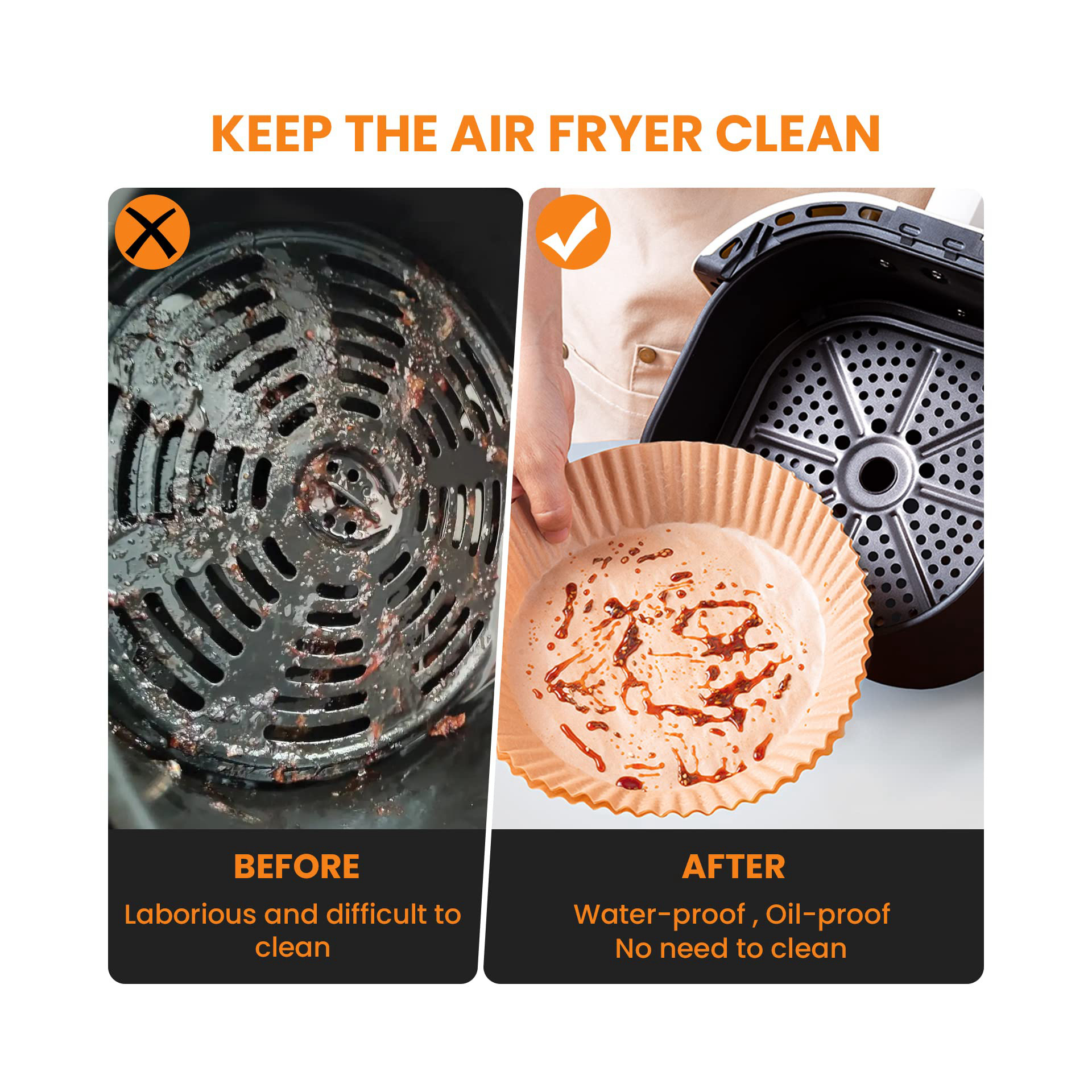 Air Fryer Disposable Paper Liner Non-Stick Mat Steamer Round Paper Baking Mats Kitchen AirFryer Baking Accessories Cooking Mat