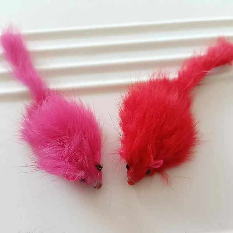 False Mouse Cat Pet indoors interactive motion Toys long haired Tail Mice Rattling Soft Real Rabbit Fur plaything