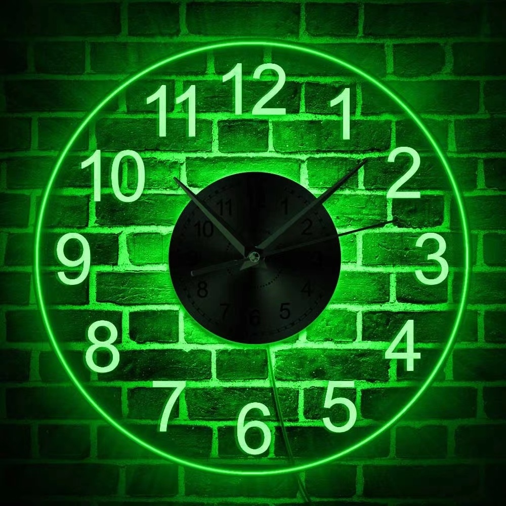 Modern Simple LED Lighting Acrylic Wall Time Clock with Color Changing Transparent Luminous Clock Home Wall Hanging Decor