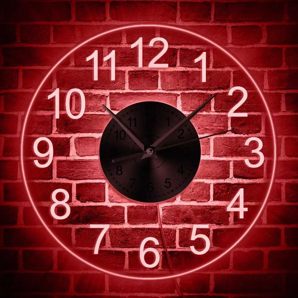 Modern Simple LED Lighting Acrylic Wall Time Clock with Color Changing Transparent Luminous Clock Home Wall Hanging Decor