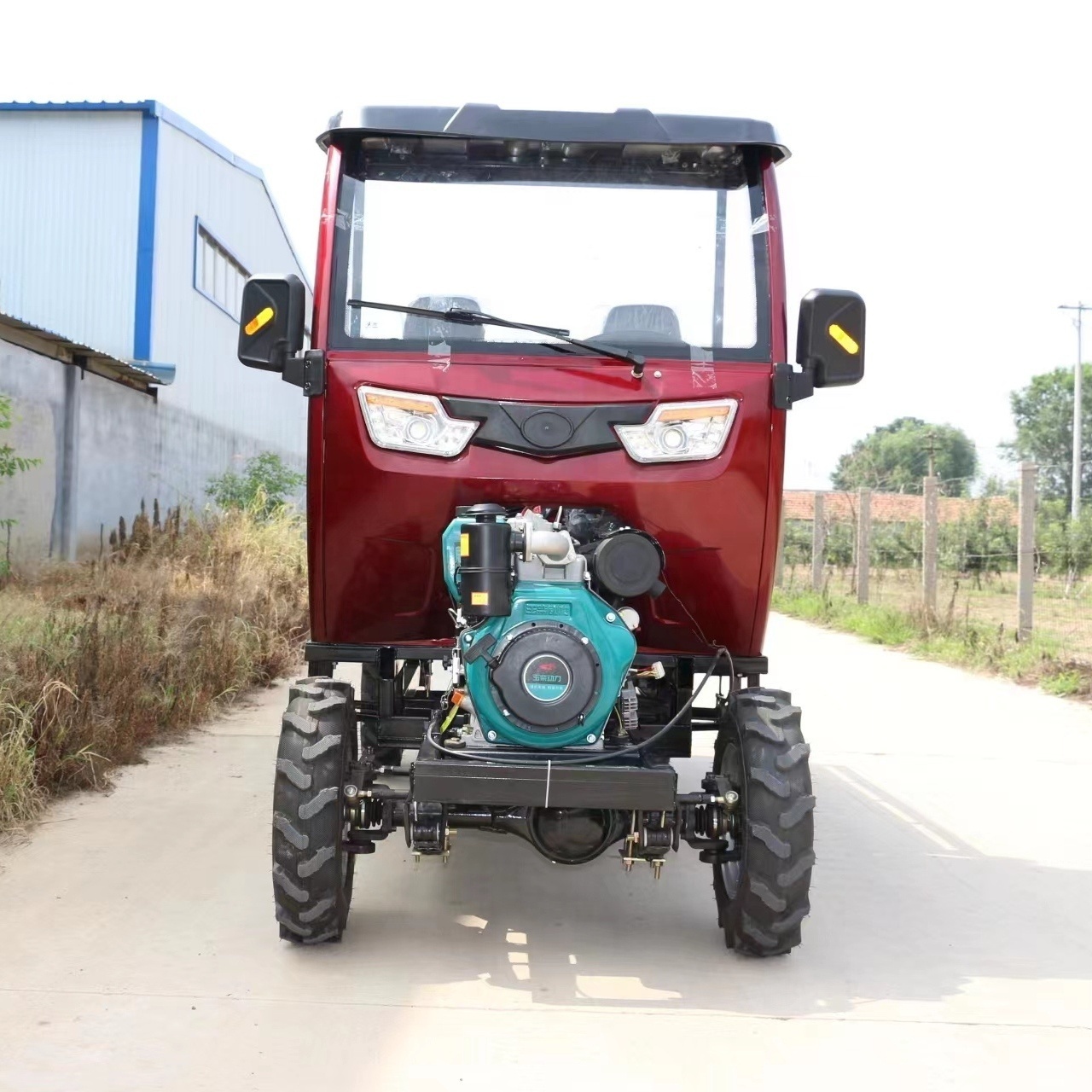 High torque diesel powered self-dumping 4 wheel drive small tractor for rice farming in mountainous areas