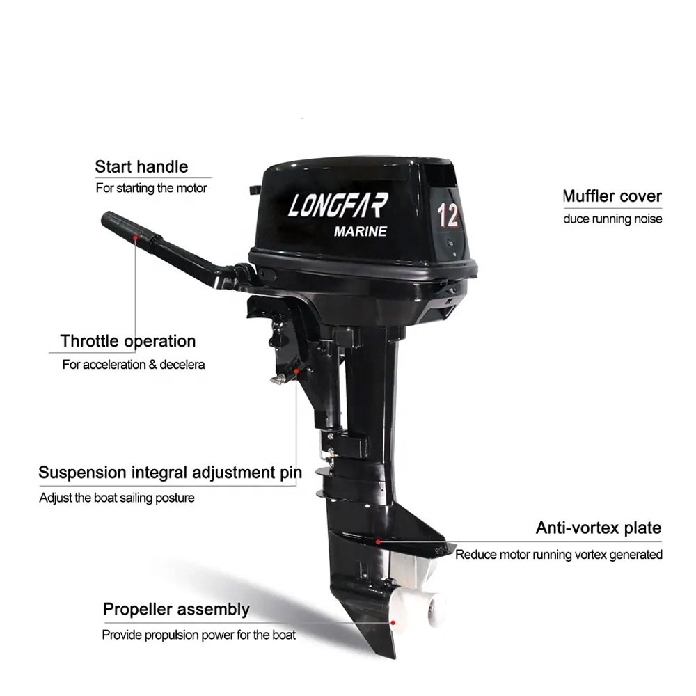 Factory price Super quality 12 HP outboard motor  T12 2 stroke long shaft outboard engine