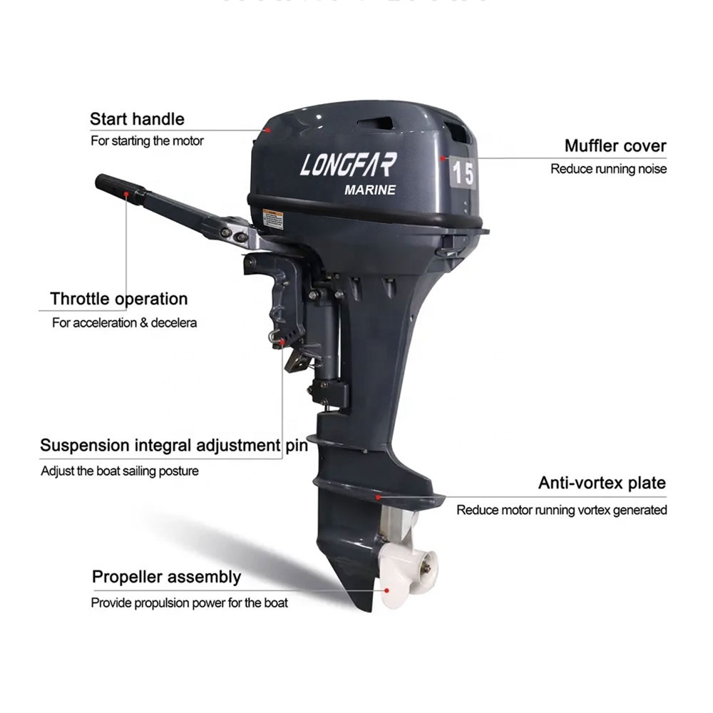 Factory price T15 outboard motor 2-stroke for sale gasoline outboard motor compatible with TOHATSU