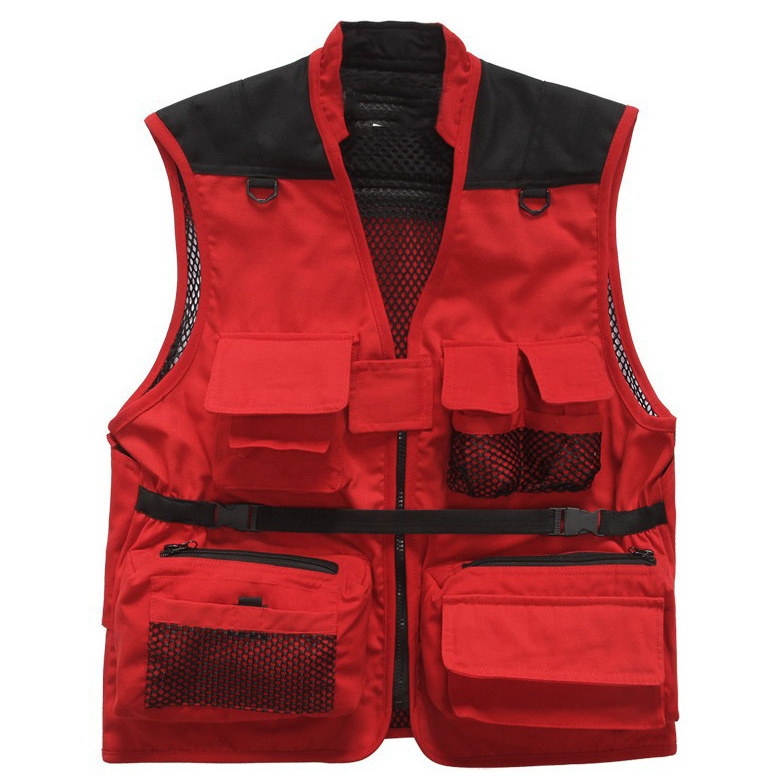 Functional Tooling Mesh Inside Vest Men Multi-pocket Solid Photography Fishing Volunteer Cargo  Vest