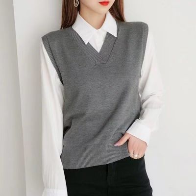 Women Sweater Vest Crocheted Sweater Sleeveless Ladies V-neck Pullover Tops Women Short Loose Spring 2024 Autumn