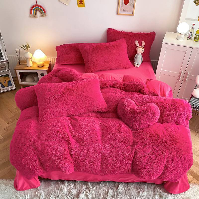 Cloud Mink Velvet Soft Comfortable Furry Duvet Cover Bed Sheet Pillowcase Bedding Basics Bedding Set For Home Bedroom Kids Room