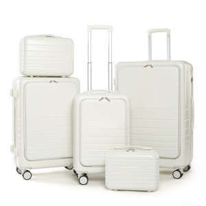 2024 Hot sale travel trolley White Abs Pc Trolley Suitcase 360 Degree 4 Rotating Wheels Carry On Suitcase Luggage Sets