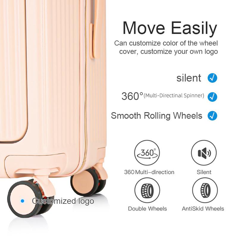 Multifunctional Suitcase Aluminum Frame travel case Spinner Wheel USB Charger Carry on Travel Luggage with cup holder