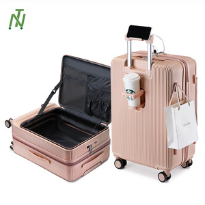 2024 Multifunction Luggage Custom Design Suitcase Travel Bag PC Smart Luggage With Front Pocket travelling suitcases